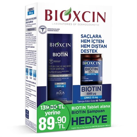 Bioxcin Biotin 5000 Mg 60 Tablet + Biotin Şampuan 300 Ml Hediyeli Set