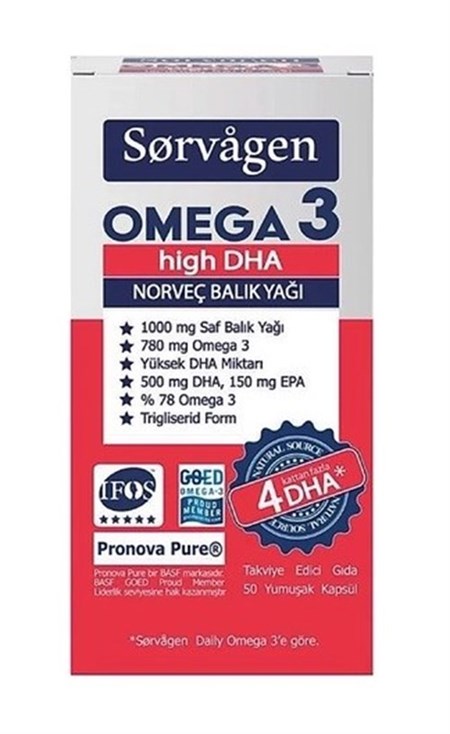 Sorvagen Omega 3 High DHA Norveç Balık Yağı 50 Kapsül