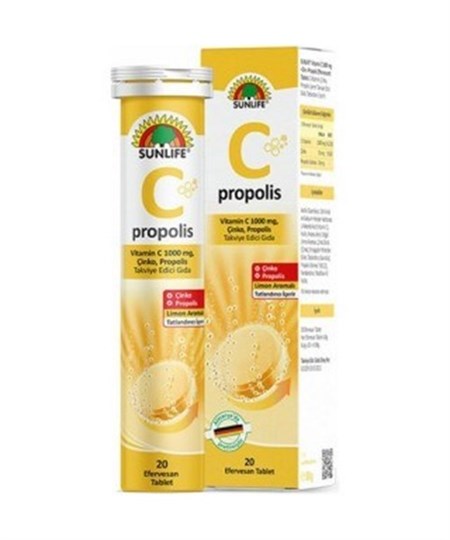 Sunlife Vitamin C+ Propolis 20 Efervesan Tablet